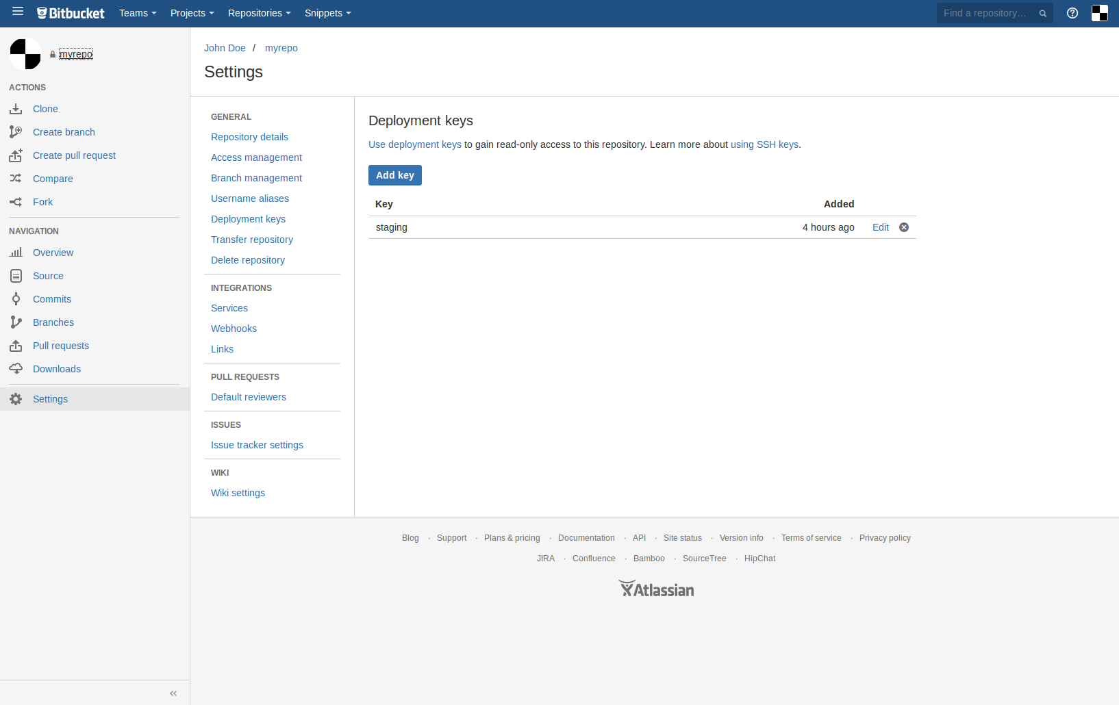 add deploy key bitbucket